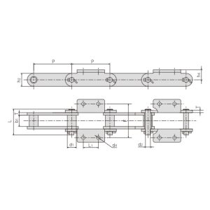 transportkæde med fastgørelser