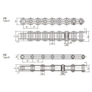 rustfri stålkæde med hulstifter