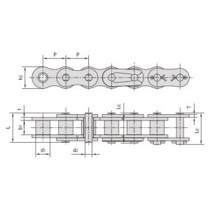 Zinkbelagt rullekæde med kort deling